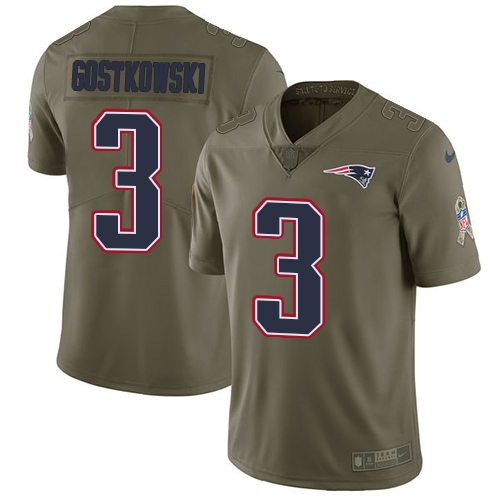 Nike Patriots #3 Stephen Gostkowski Olive Men's Stitched NFL Limited Salute To Service Jersey